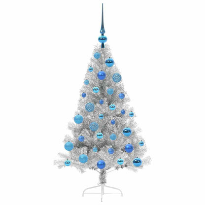 Künstlicher vorbeleuchteter Weihnachtsbaum Silber 120 cm