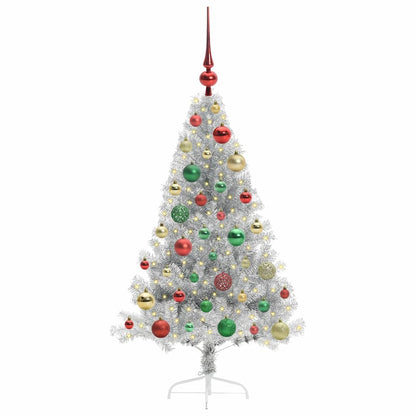 Künstlicher vorbeleuchteter Weihnachtsbaum Silber 120 cm