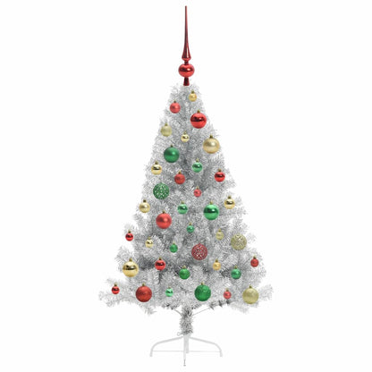Künstlicher vorbeleuchteter Weihnachtsbaum Silber 120 cm