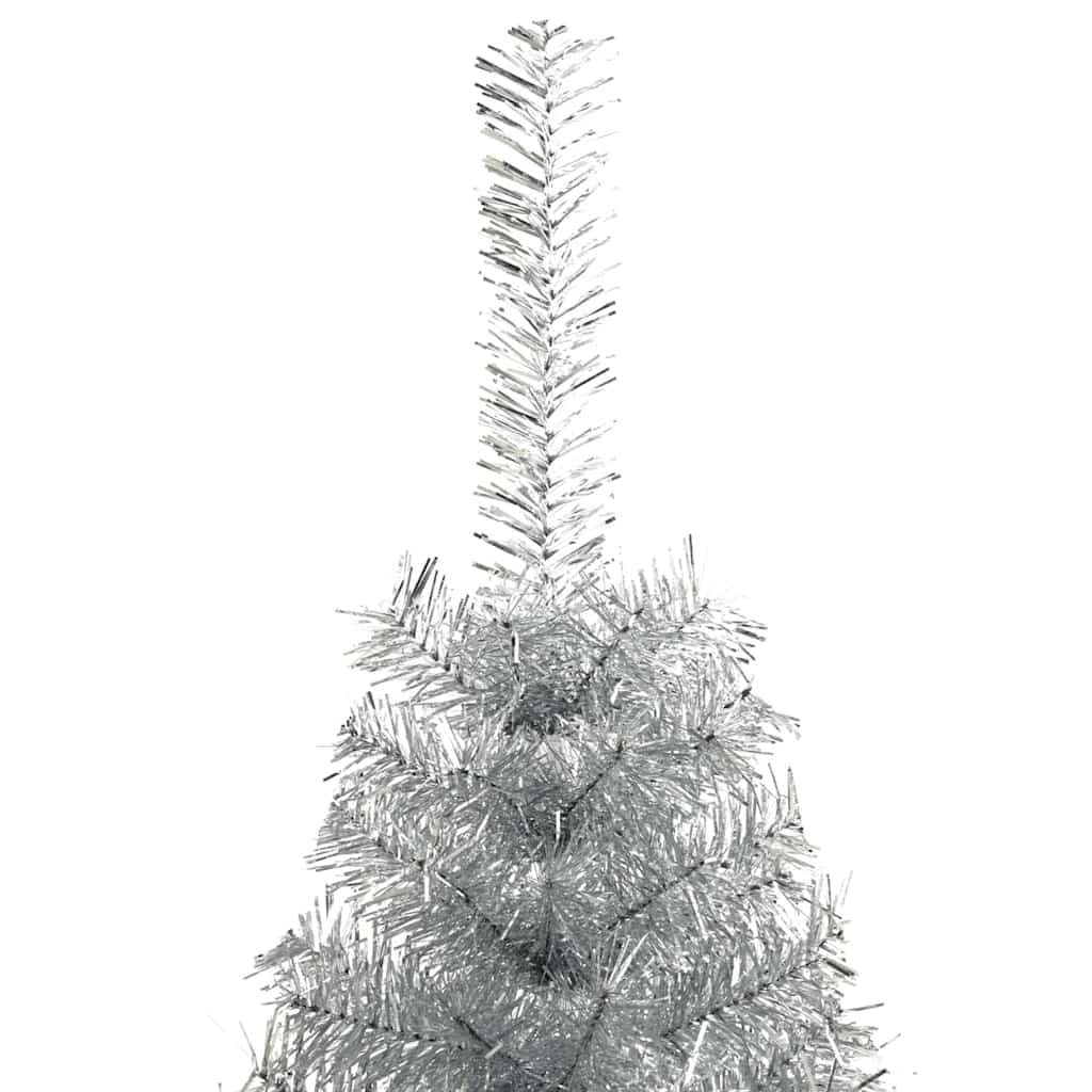 Künstlicher vorbeleuchteter Weihnachtsbaum Silber 150 cm PET