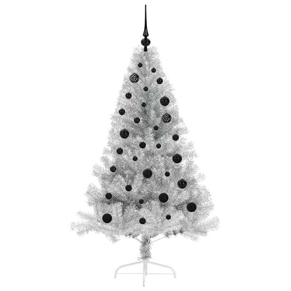 Künstlicher vorbeleuchteter Weihnachtsbaum Silber 150 cm