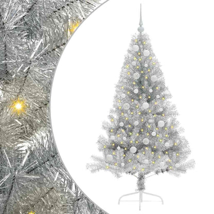 Künstlicher vorbeleuchteter Weihnachtsbaum Silber 150 cm