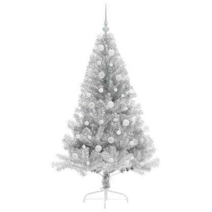 Künstlicher vorbeleuchteter Weihnachtsbaum Silber 150 cm