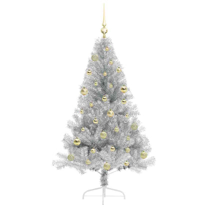 Künstlicher vorbeleuchteter Weihnachtsbaum Silber 150 cm