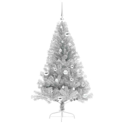 Künstlicher vorbeleuchteter Weihnachtsbaum Silber 150 cm