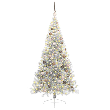 Künstlicher vorbeleuchteter Weihnachtsbaum Silber 210 cm PET