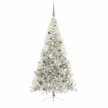 Künstlicher vorbeleuchteter Weihnachtsbaum Silber 210 cm PET