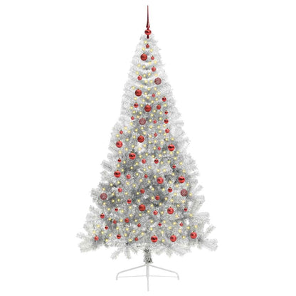 Künstlicher vorbeleuchteter Weihnachtsbaum Silber 210 cm