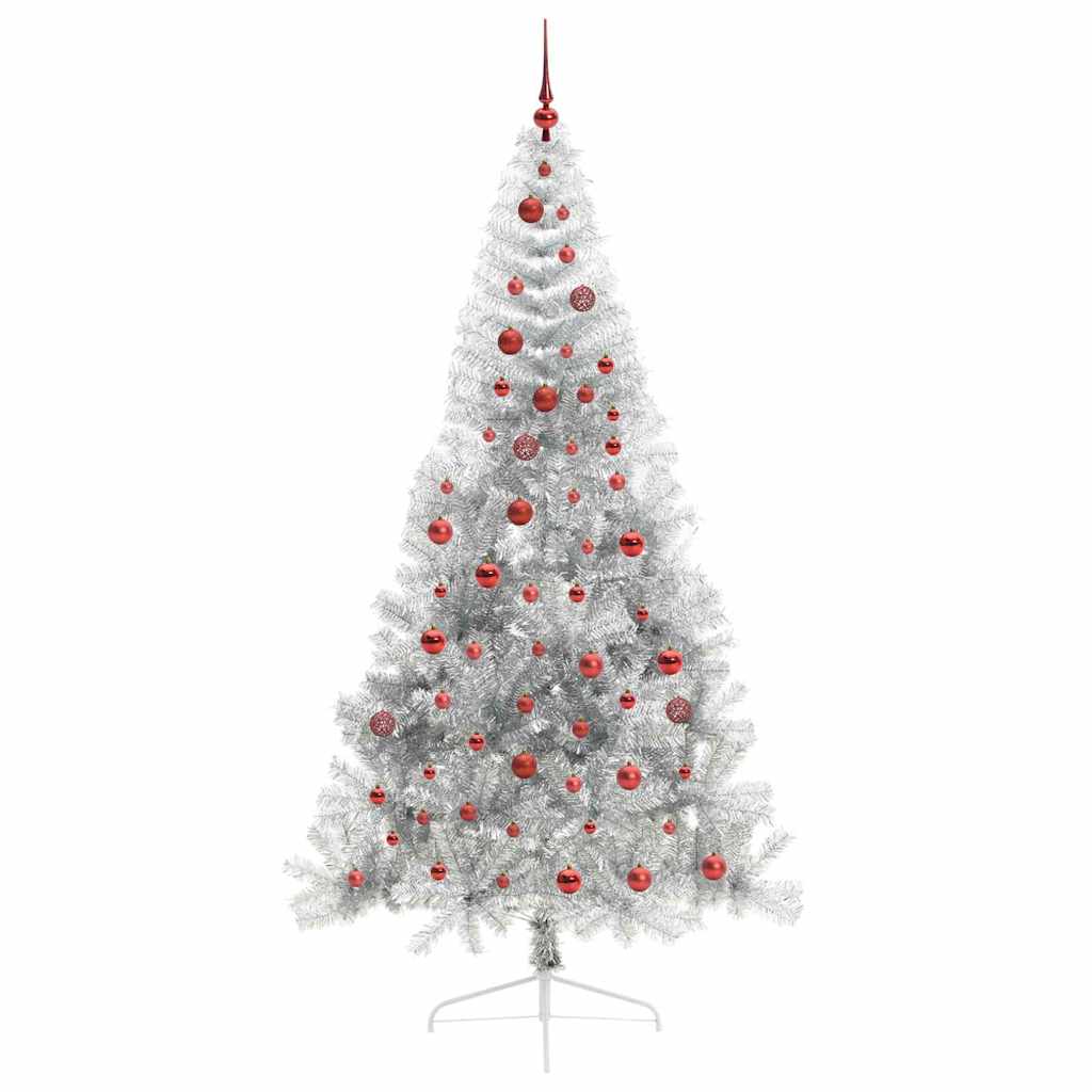 Künstlicher vorbeleuchteter Weihnachtsbaum Silber 210 cm