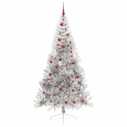 Künstlicher vorbeleuchteter Weihnachtsbaum Silber 210 cm