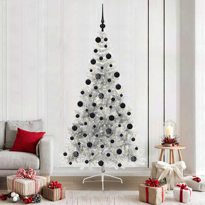 Künstlicher vorbeleuchteter Weihnachtsbaum Silber 210 cm PET