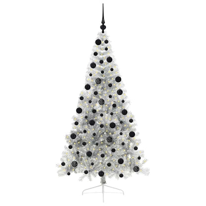 Künstlicher vorbeleuchteter Weihnachtsbaum Silber 210 cm PET