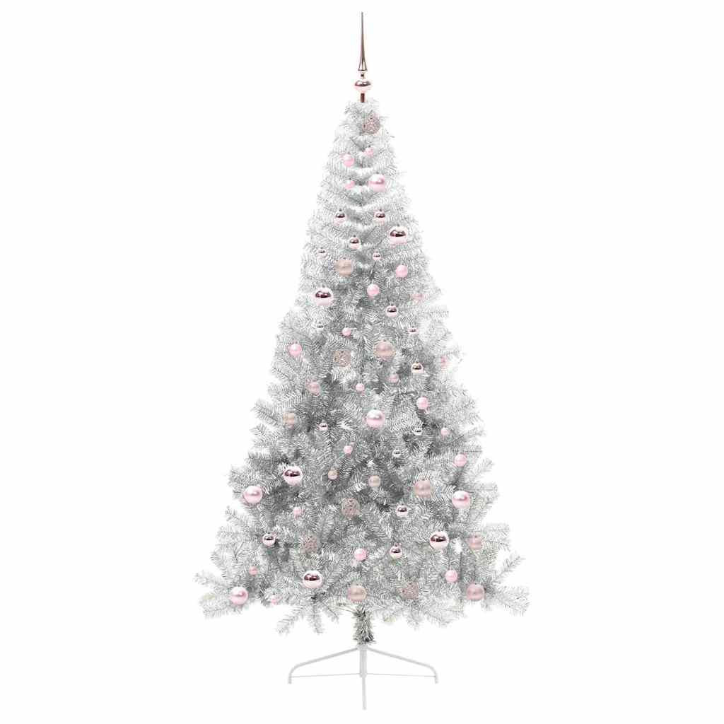 Künstlicher vorbeleuchteter Weihnachtsbaum Silber 210 cm