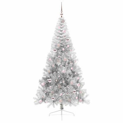 Künstlicher vorbeleuchteter Weihnachtsbaum Silber 210 cm