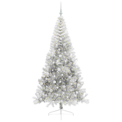 Künstlicher vorbeleuchteter Weihnachtsbaum Silber 210 cm PET