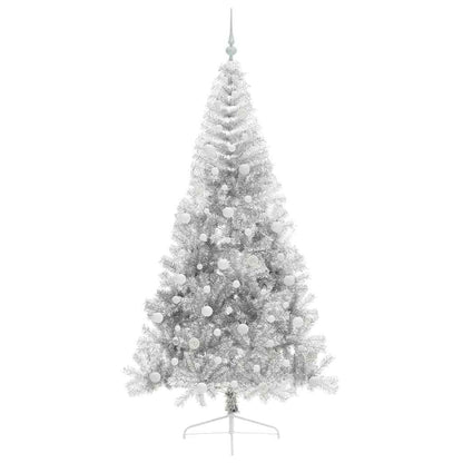 Künstlicher vorbeleuchteter Weihnachtsbaum Silber 210 cm PET
