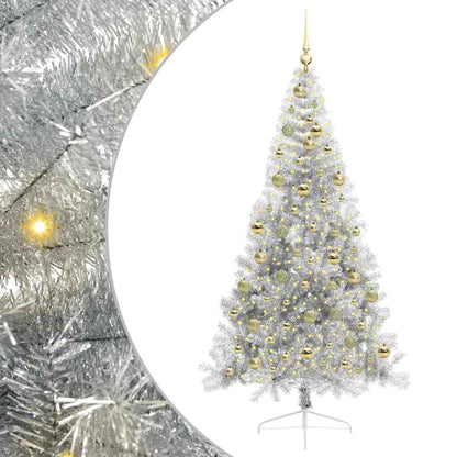 Künstlicher vorbeleuchteter Weihnachtsbaum Silber 210 cm