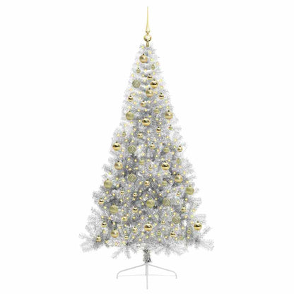 Künstlicher vorbeleuchteter Weihnachtsbaum Silber 210 cm