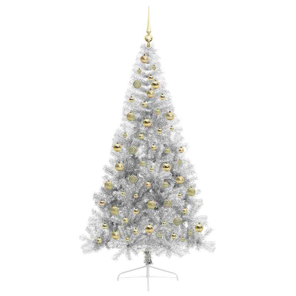 Künstlicher vorbeleuchteter Weihnachtsbaum Silber 210 cm