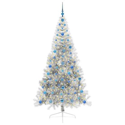 Künstlicher vorbeleuchteter Weihnachtsbaum Silber 210 cm