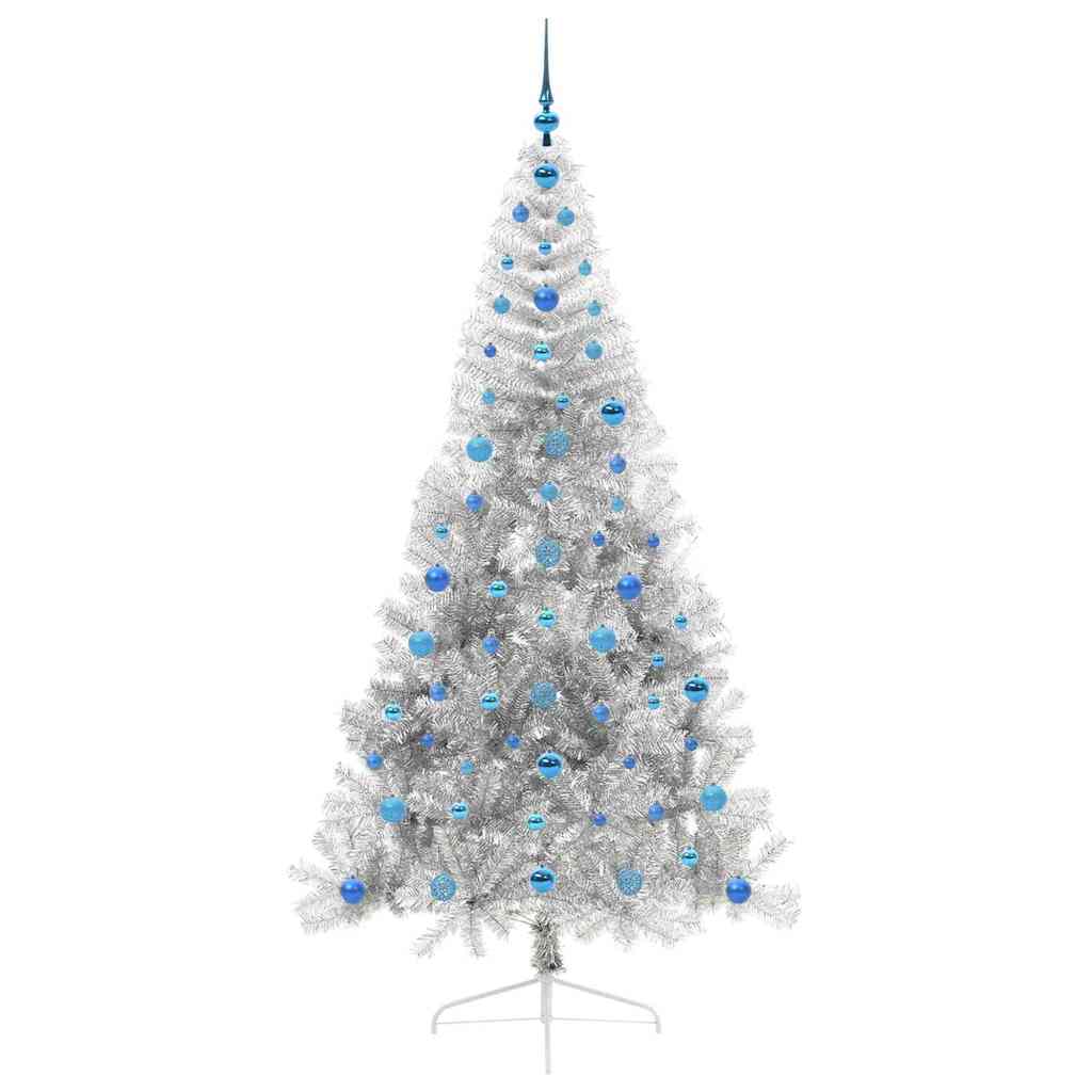 Künstlicher vorbeleuchteter Weihnachtsbaum Silber 210 cm