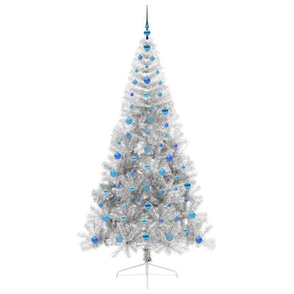 Künstlicher vorbeleuchteter Weihnachtsbaum Silber 210 cm