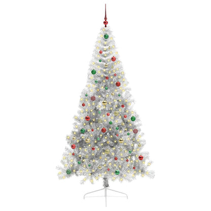 Künstlicher vorbeleuchteter Weihnachtsbaum Silber 210 cm