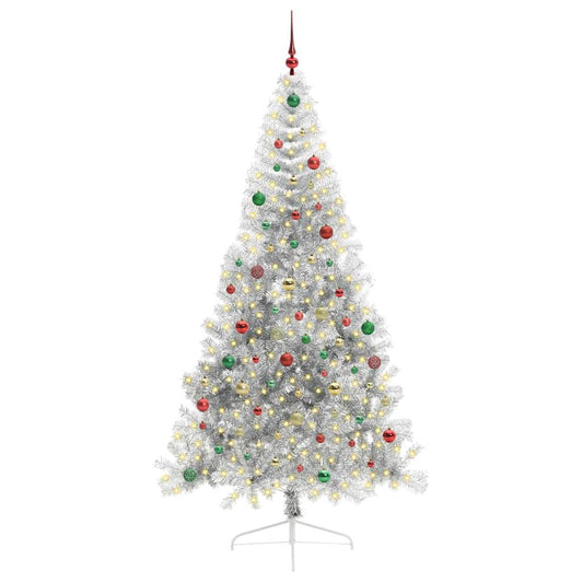 Künstlicher vorbeleuchteter Weihnachtsbaum Silber 210 cm