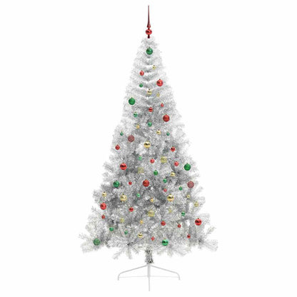 Künstlicher vorbeleuchteter Weihnachtsbaum Silber 210 cm
