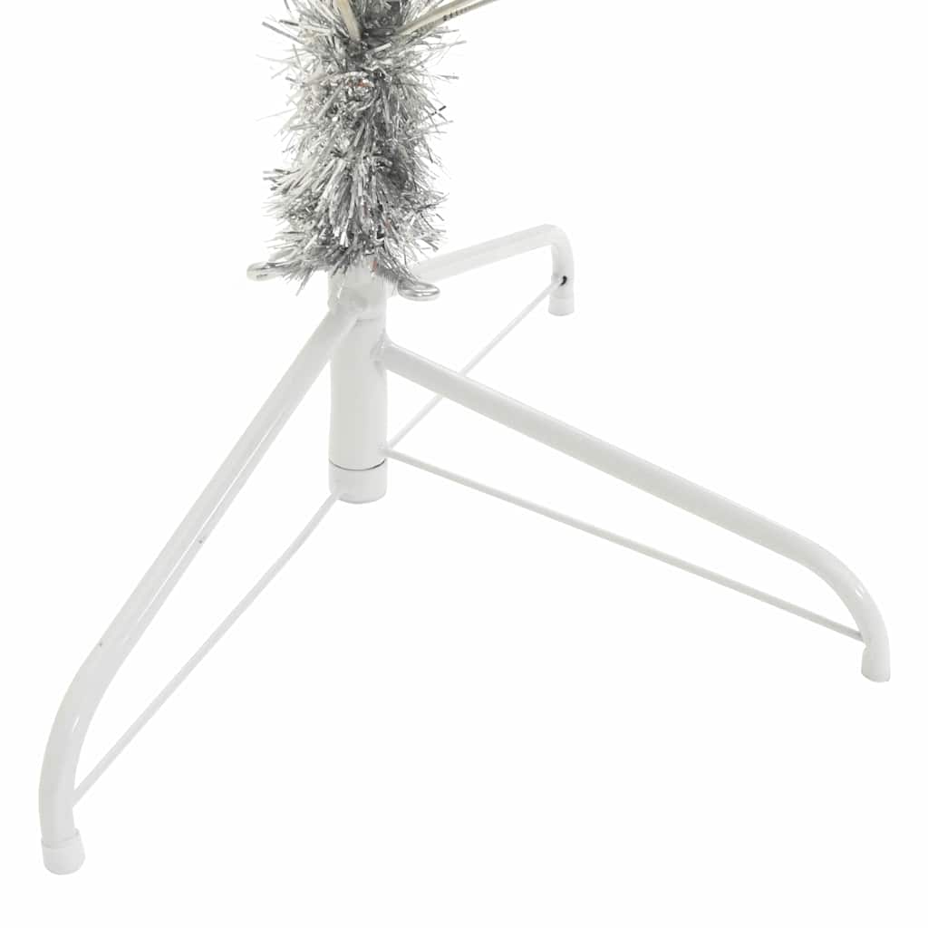 Künstlicher vorbeleuchteter Weihnachtsbaum Silber 240 cm PET