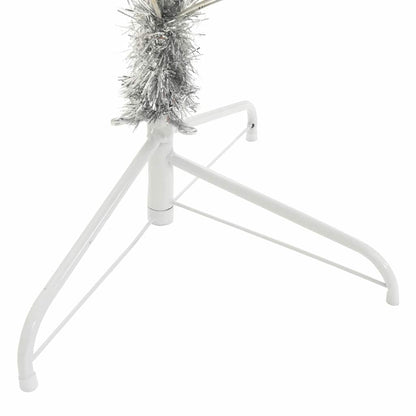 Künstlicher vorbeleuchteter Weihnachtsbaum Silber 240 cm PET