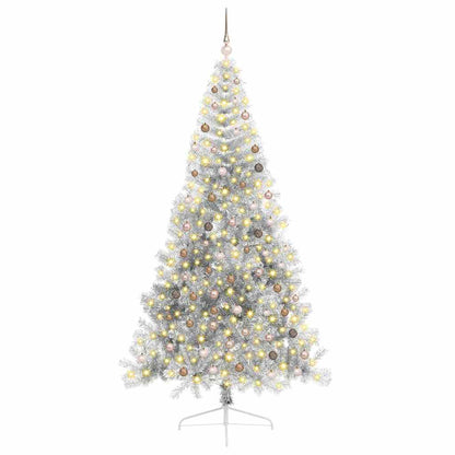 Künstlicher vorbeleuchteter Weihnachtsbaum Silber 240 cm PET