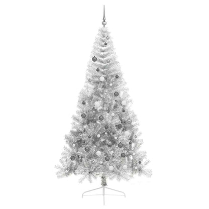 Künstlicher vorbeleuchteter Weihnachtsbaum Silber 240 cm PET
