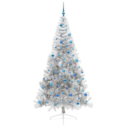 Künstlicher vorbeleuchteter Weihnachtsbaum Silber 240 cm PET