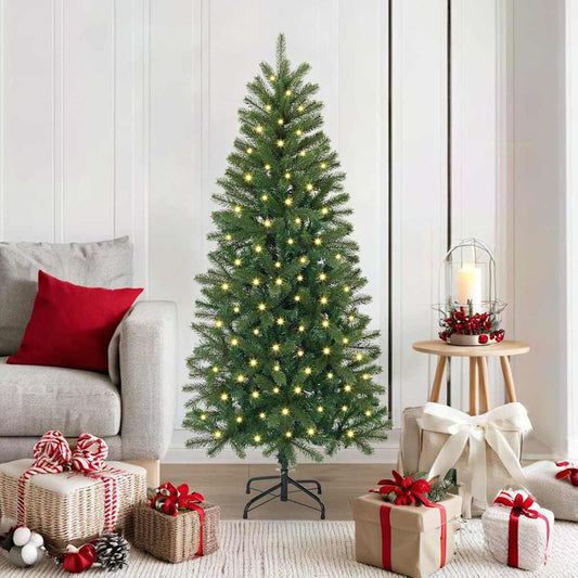 Künstlicher Weihnachtsbaum mit 150 LEDs Grün 150 cm PE und PVC