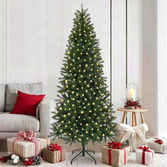 Künstlicher Weihnachtsbaum mit 300 LEDs Grün 180 cm PE und PVC