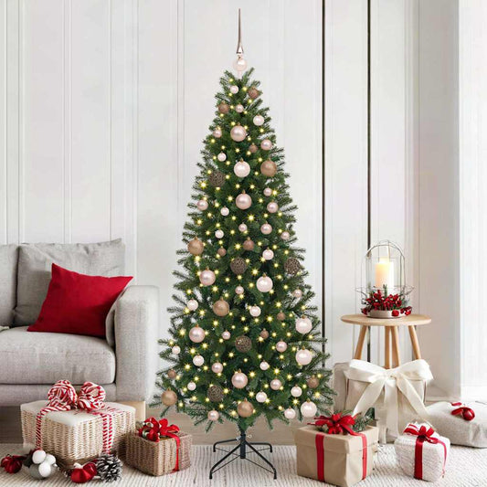 Künstlicher Weihnachtsbaum mit 300 LEDs Grün 180 cm PE und PVC