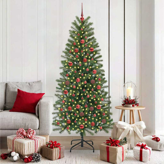 Künstlicher Weihnachtsbaum mit 300 LEDs Grün 180 cm PE und PVC