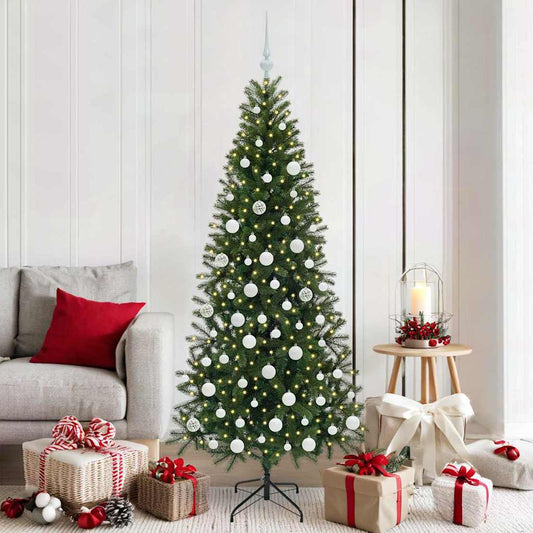 Künstlicher Weihnachtsbaum mit 300 LEDs Grün 180 cm PE und PVC