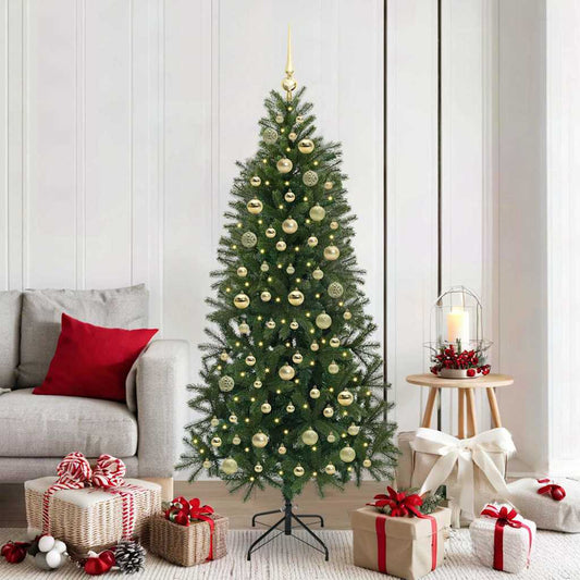Künstlicher Weihnachtsbaum mit 300 LEDs Grün 180 cm PE und PVC