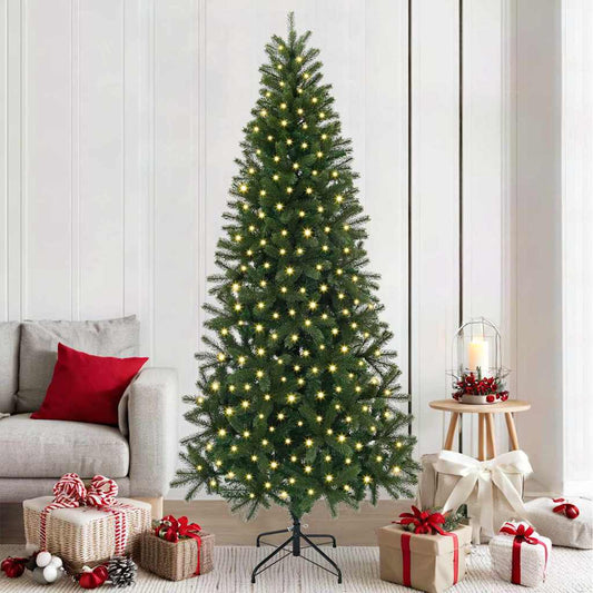 Künstlicher Weihnachtsbaum mit 300 LEDs Grün 210 cm PE und PVC