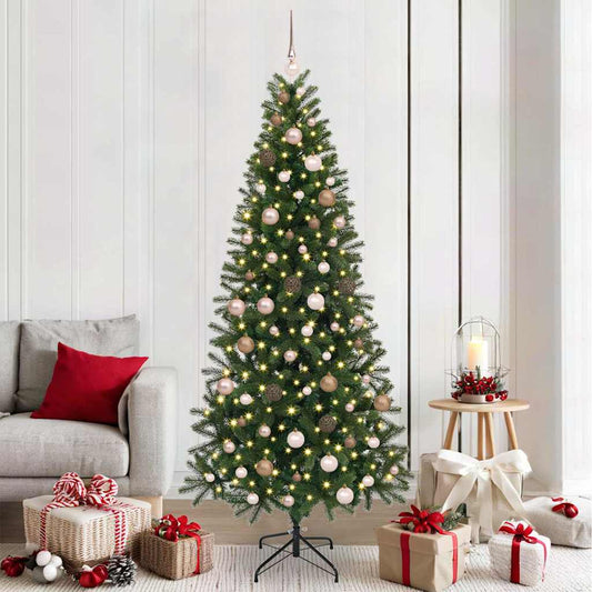 Künstlicher Weihnachtsbaum mit 300 LEDs Grün 210 cm PE und PVC