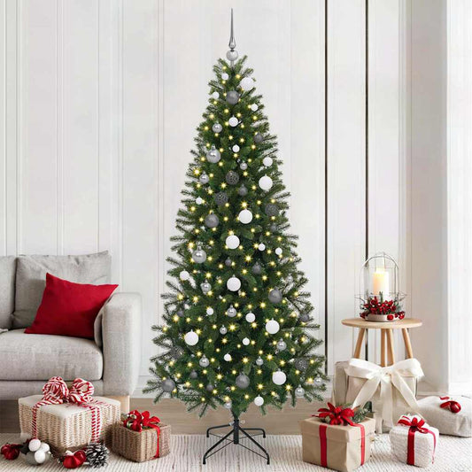 Künstlicher Weihnachtsbaum mit 300 LEDs Grün 210 cm PE und PVC