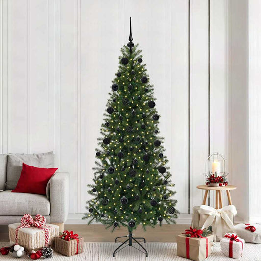 Künstlicher Weihnachtsbaum mit 300 LEDs Grün 210 cm PE und PVC