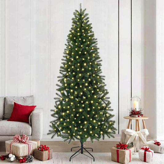 Künstlicher Weihnachtsbaum mit 300 LEDs Grün 240 cm PE und PVC