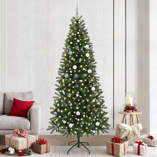Künstlicher Weihnachtsbaum mit 300 LEDs Grün 240 cm PE und PVC