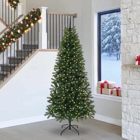Künstlicher Weihnachtsbaum mit 300 LEDs Grün 240 cm PE und PVC