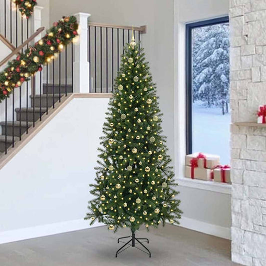 Künstlicher Weihnachtsbaum mit 300 LEDs Grün 240 cm PE und PVC