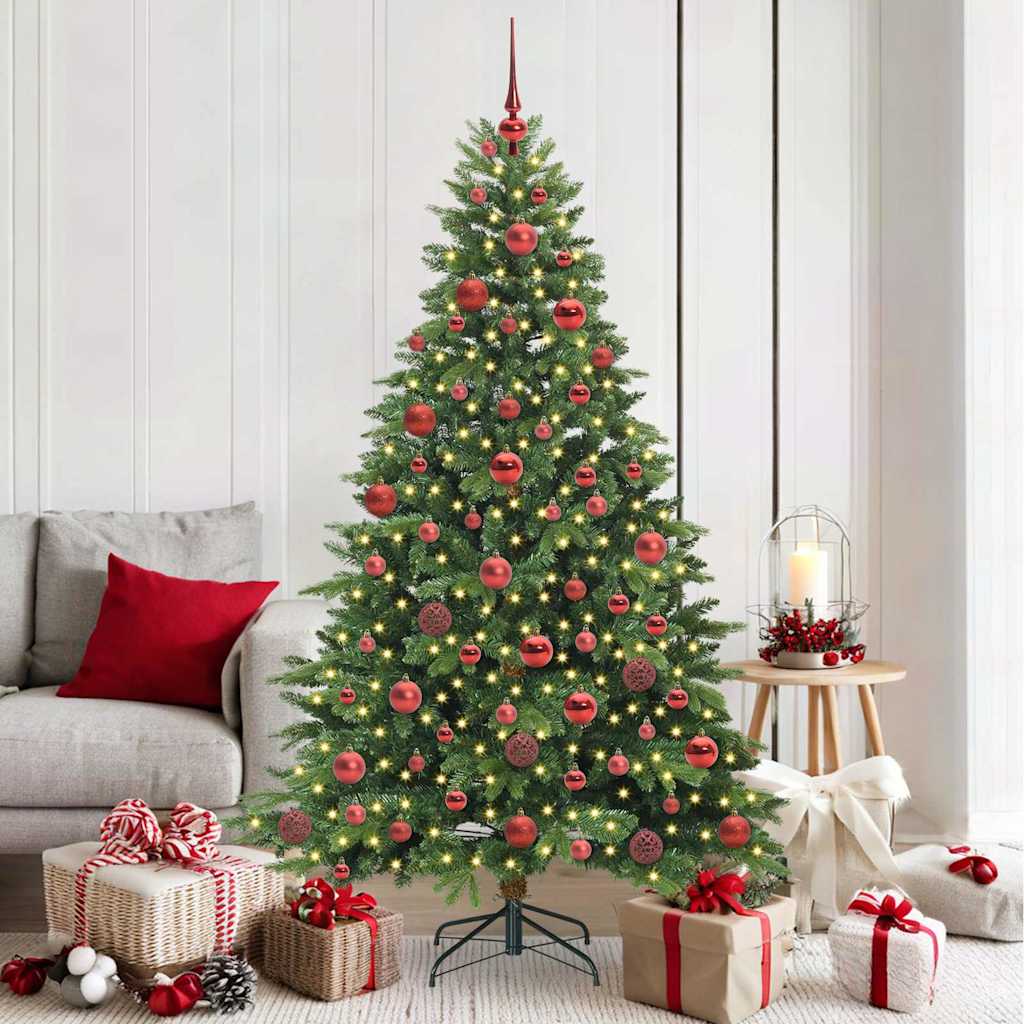 Künstlicher Weihnachtsbaum mit 300 LEDs Grün 180 cm PE und PVC