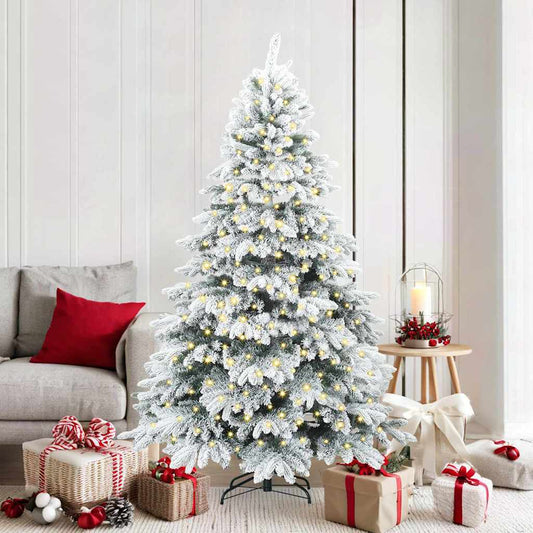 Künstlicher Weihnachtsbaum mit 300 LEDs Grün 180 cm PE und PVC